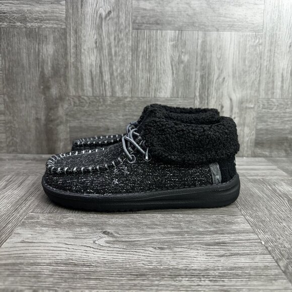 Hey Dude Wendy Fold Kids size 2 Brushed Cozy Slip On Shoes - Picture 2 of 8